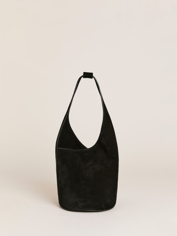 Small Silvana Bucket Bag - Black Suede